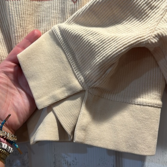 Chicka-D Tequila Tan Corded Boxy Crop Sweatshirt Top S - Picture 7 of 7